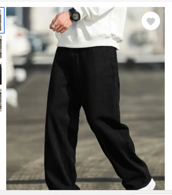 Men Loose Fit Mid Rise Black Jeans