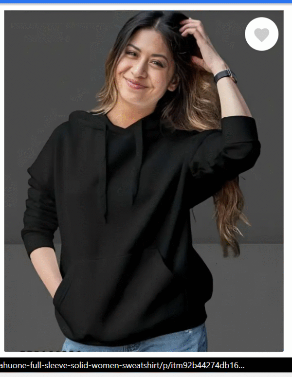 Women Full Sleeve Solid Hooded Sweatshirt