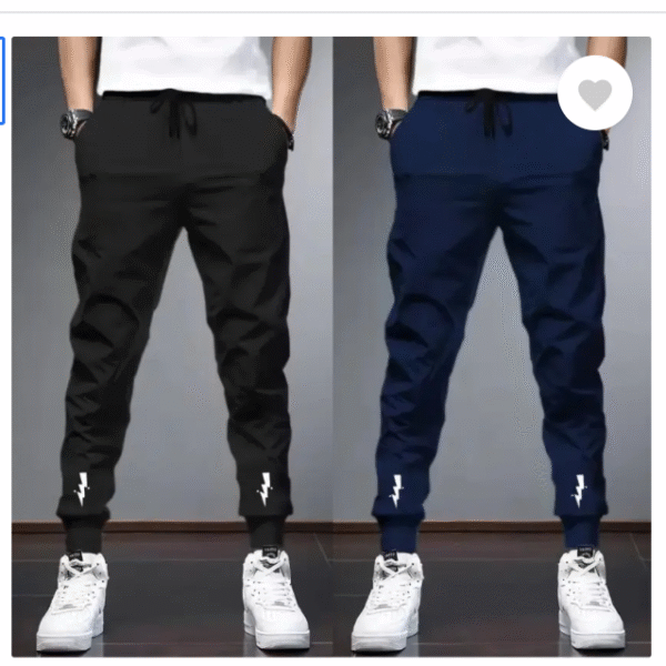 Pack of 2 Men Chevron/Zig Zag Black, Dark Blue Track Pants