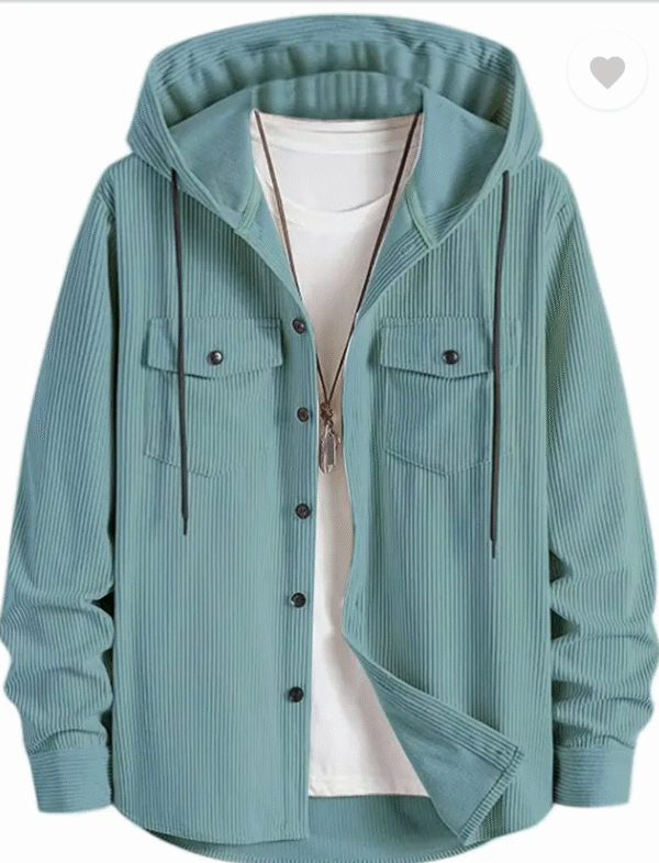 Men Comfort Fit Fit Solid Hood Collar Casual Shirt