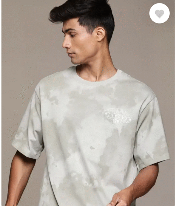 Men Printed Round Neck Pure Cotton Grey T-Shirt